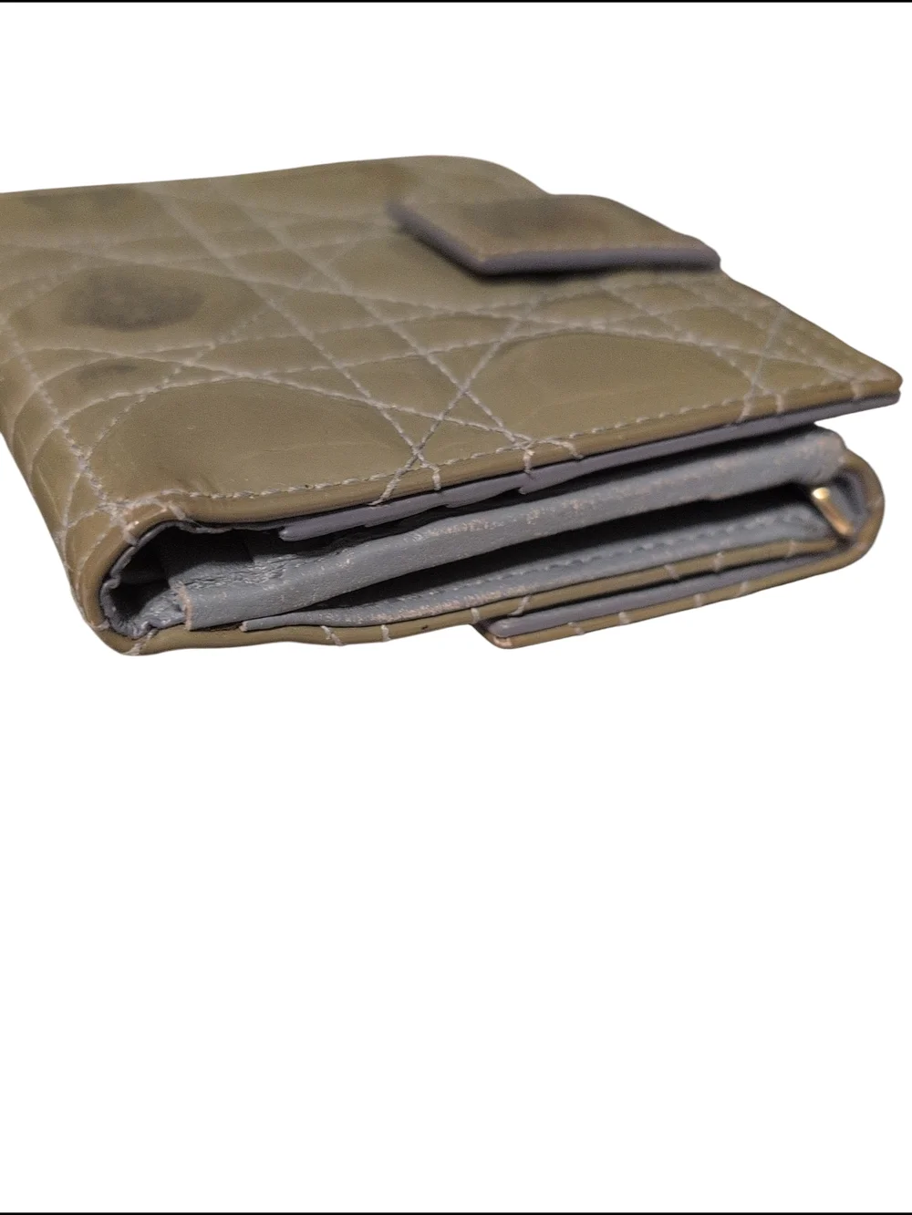 Patent Quilted Gray Snap Wallet